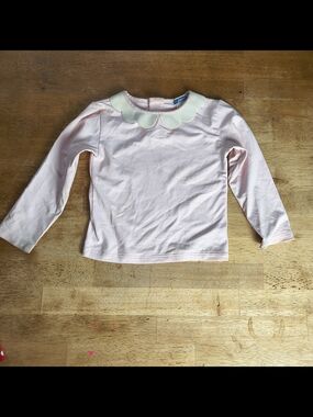 Light pink vintage jacadi Paris scalloped Peter Pan collar top 36 months 3t